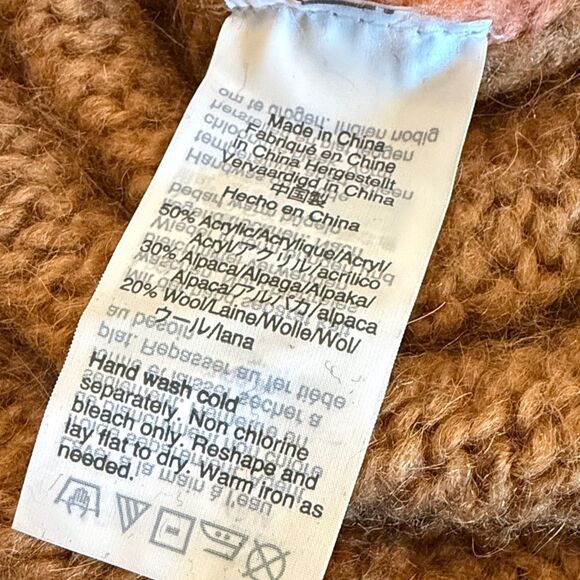 Madewell Ballon Striped Sleeves V-Neck Sweater in Faded Coral Colorblocked L - Picture 7 of 12